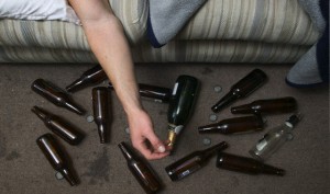 Drunk Man and Beer Bottles