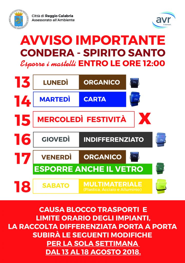 Reggio Calabria cambia il calendario della raccolta differenziata