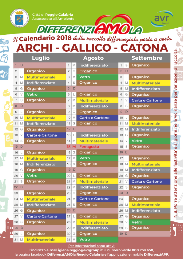 Reggio Calabria cambia il calendario della raccolta differenziata