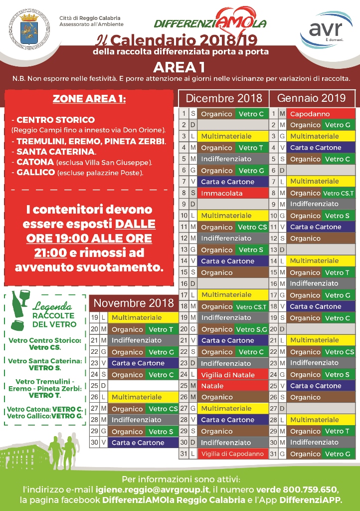 Reggio Calabria modifica dei calendari della raccolta differenziata