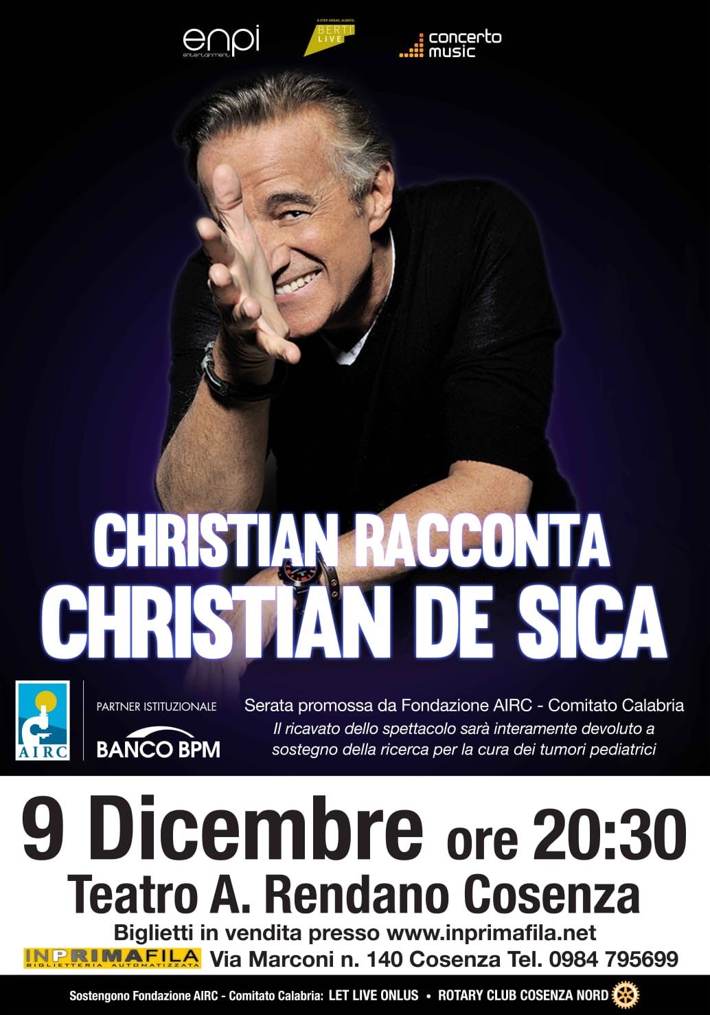 Cosenza: ultimi biglietti disponibili per lo spettacolo di Christian De Sica - Stretto web
