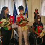 Premiazione atlete Paralimpiadi calabresi a Reggio Calabria anna barbaro enza petrilli raffaella battaglia