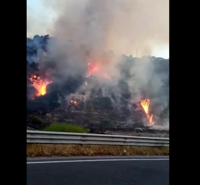Reggio Calabria, grosso incendio a Sambatello: fiamme lambiscono la SSV Gallico-Gambarie | LIVE