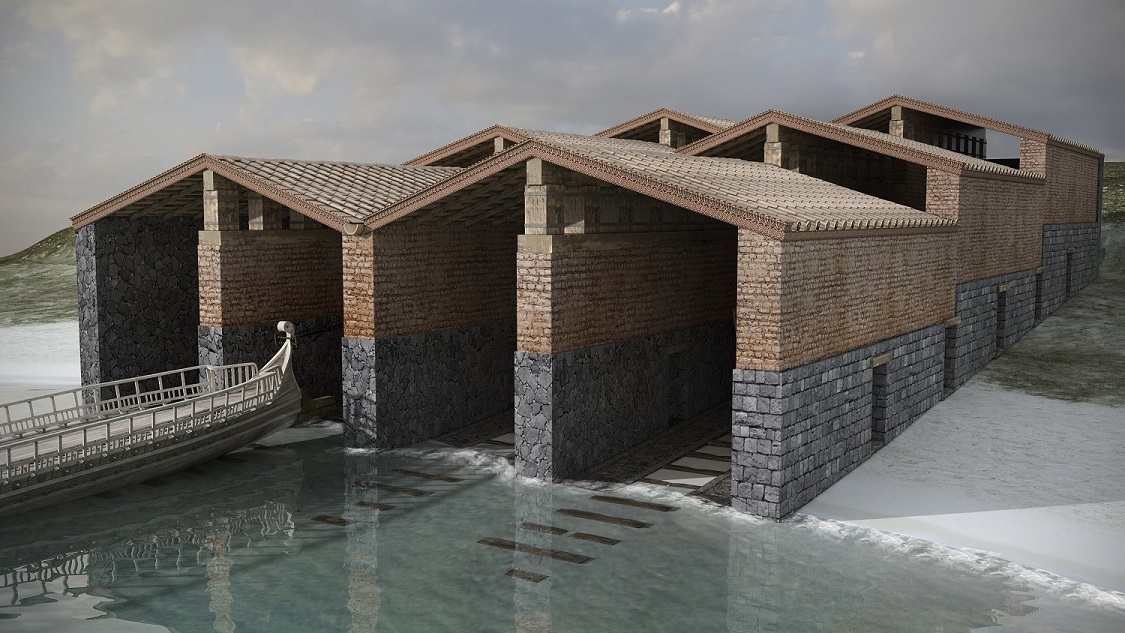 NAXOS, Arsenale, foto dal video della ricostruzione 3D (a cura del Parco Naxos e IBAM Cnr)
