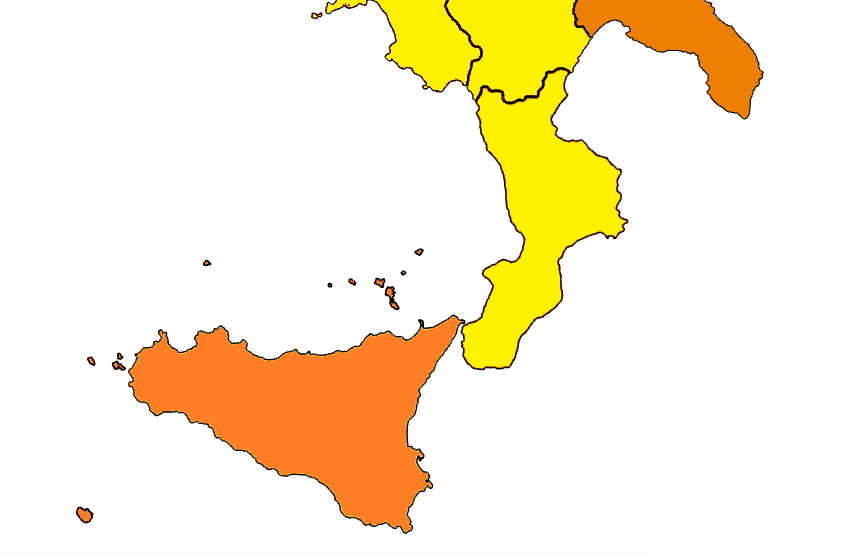 calabria zona gialla sicilia zona arancione