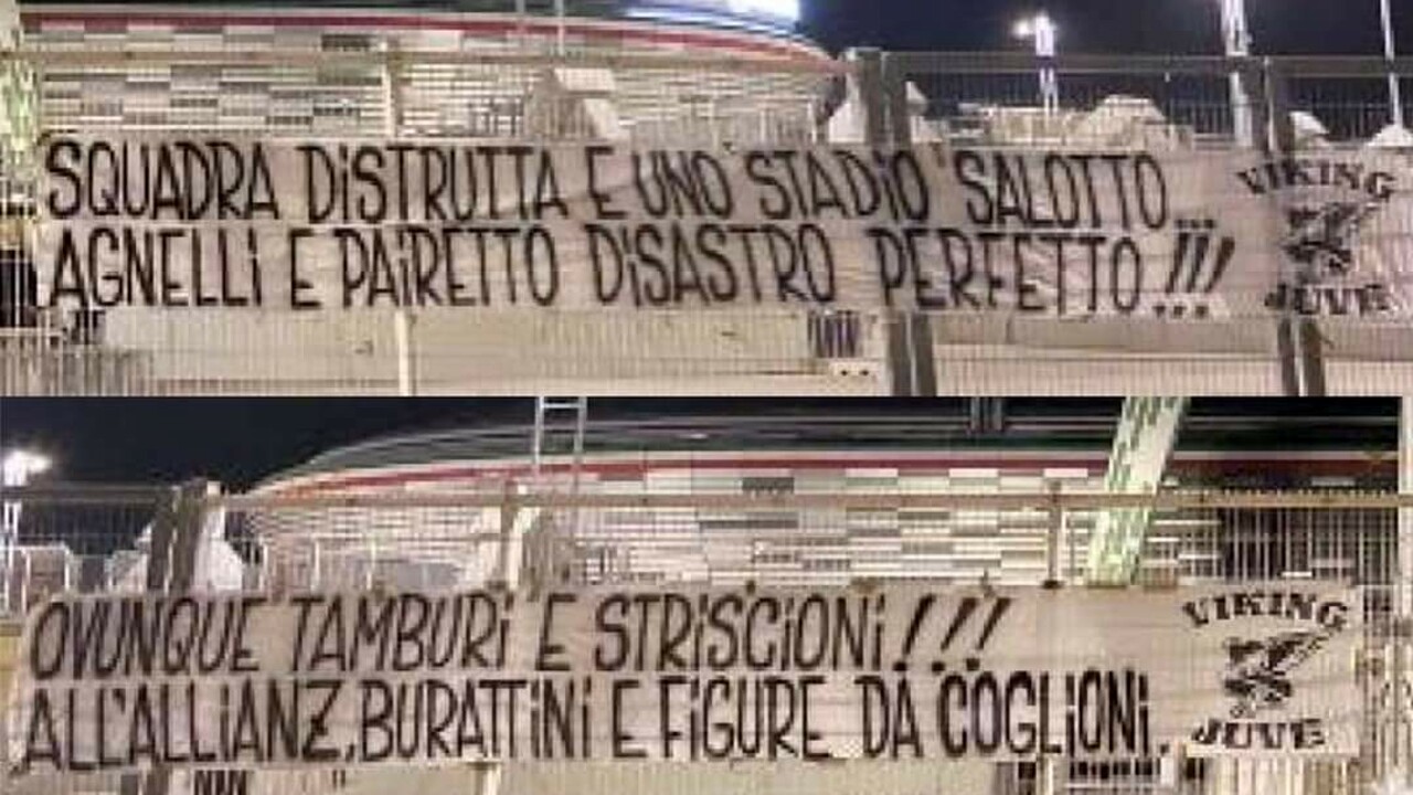 Striscioni di contestazione alla Juventus
