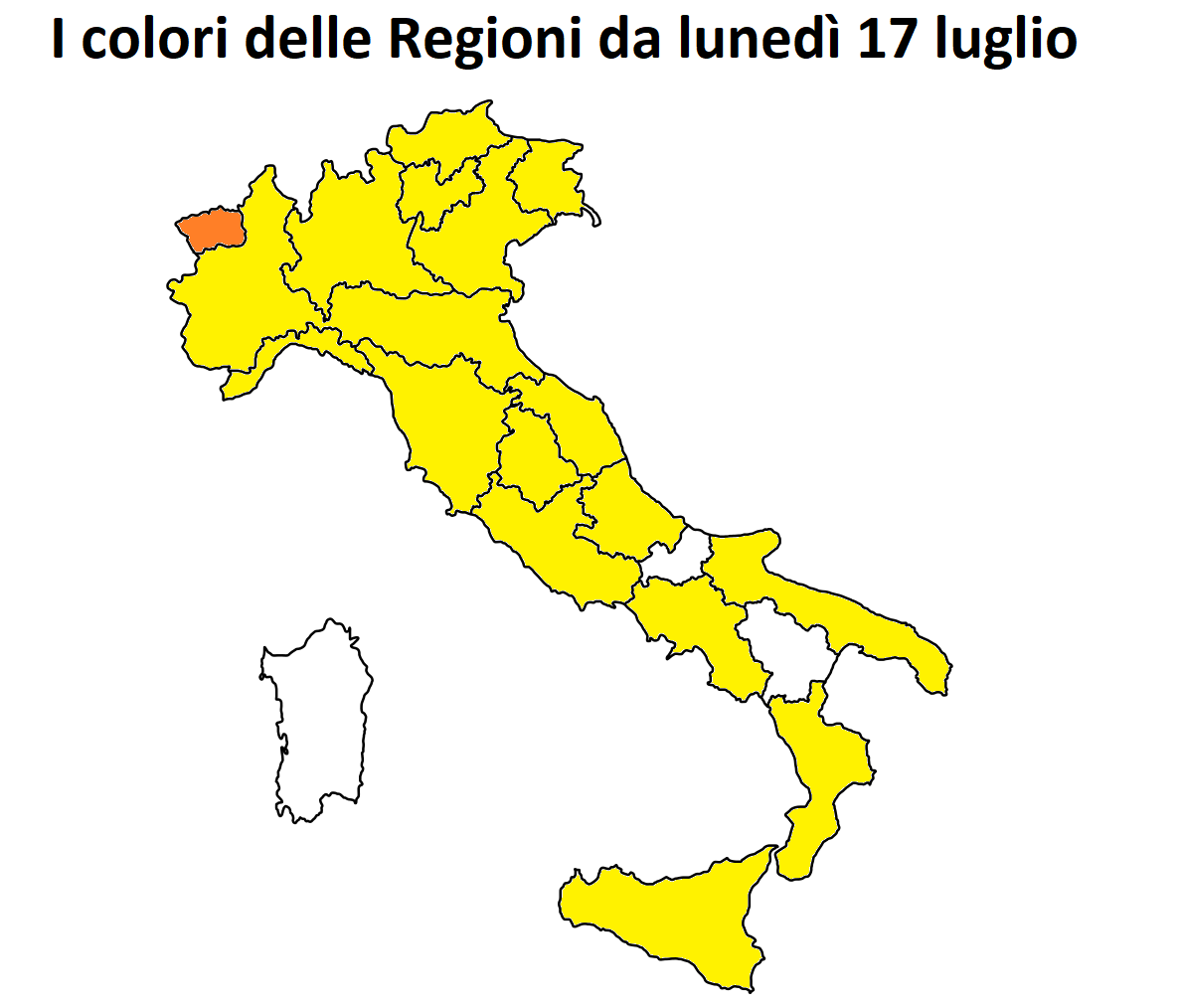 covid colori regioni italia lunedì 17 luglio