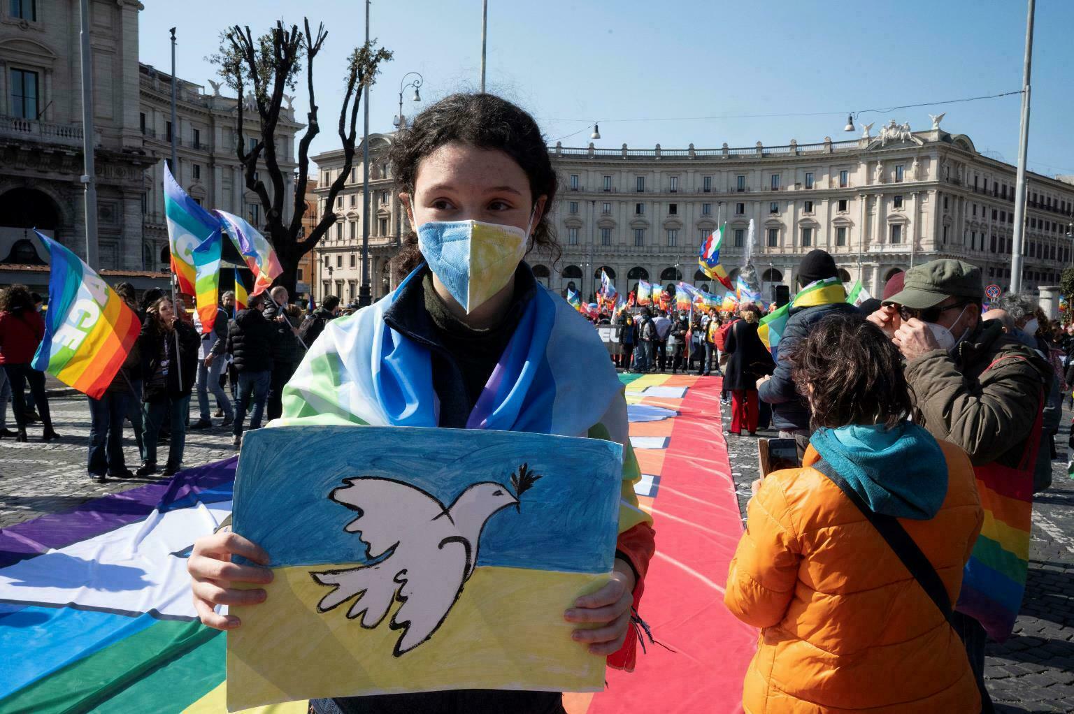 Manifestazione Roma contro guerra in Ucraina