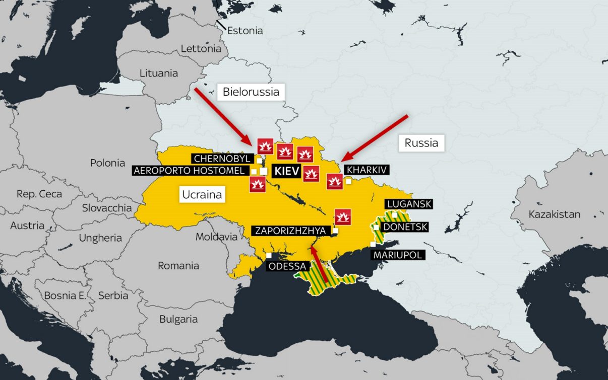 mappa ruolo bielorussia nella guerra in ucraina