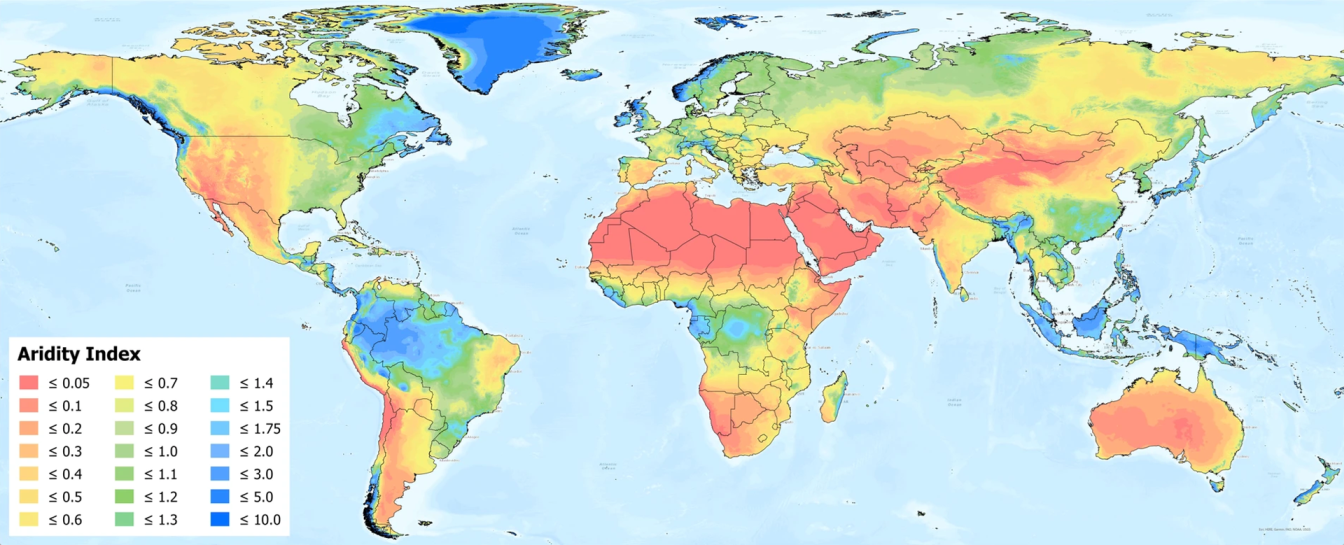 mappa globale aridità