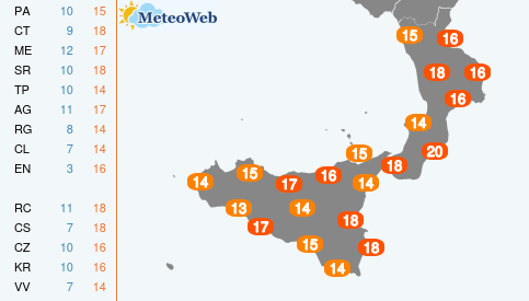 Temp MAX Venerdi 13 Marzo Temperature Massime Venerdi 13 Marzo