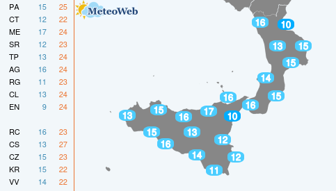 Temperature Minime Mercoledi 29 Aprile