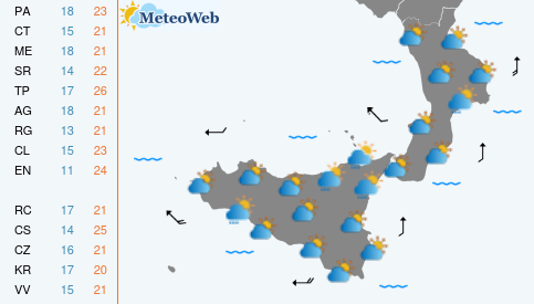 Previsioni  Meteo Mercoledi 6 Maggio