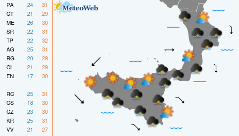 Previsioni Meteo Giovedi 25 Giugno