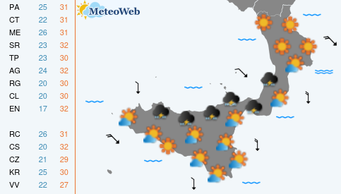 Previsioni  Meteo Sabato 4 Luglio