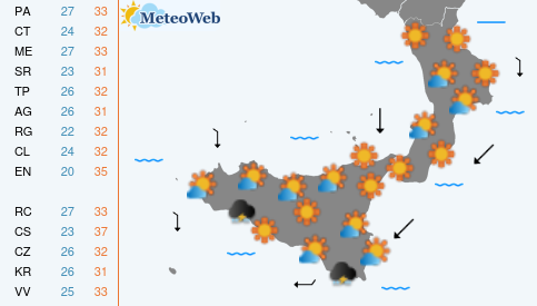 Previsioni Meteo Giovedi 30 Luglio