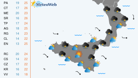 Previsioni Meteo Lunedi 12 Ottobre