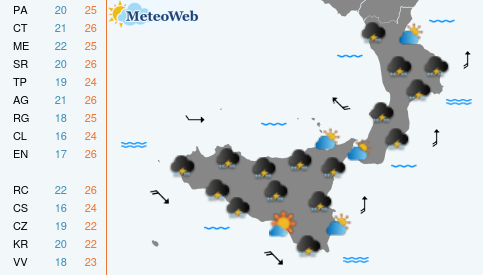 Previsioni  Meteo Mercoledi 21 Ottobre