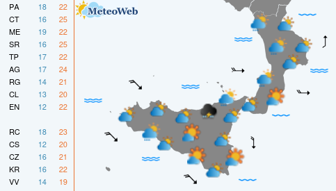 Previsioni  Meteo Sabato 24 Ottobre
