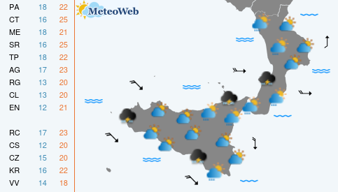 Previsioni  Meteo Sabato 24 Ottobre