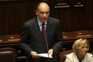 Newly appointed Italian Prime Minister Letta speaks at the Lower house of the parliament in Rome