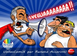 La vignetta realizzata da Uollascomix per Renato Accorinti