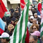 Montecitorio:  Presidio dei pensionati Spi-Cgil, Fnp-Cisl e Uilp-Uil