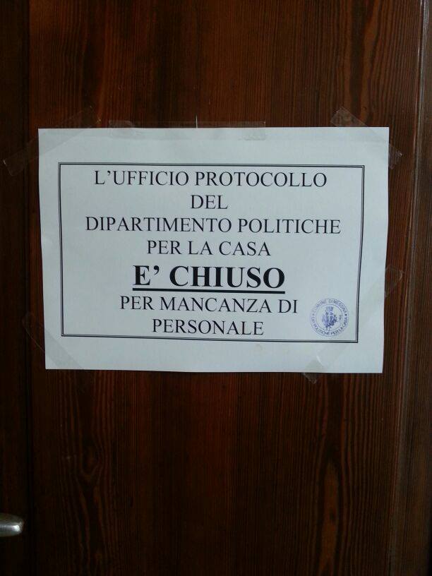 Messina, politiche per la casa: chiude l'ufficio protocollo per carenza di  personale