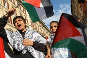 Manifestazione di Roma contro l'embargo israeliano - foto LaPresse