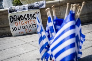Fronte del No al referendum greco - foto LaPresse