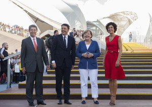 Angela Merkel e Matteo Renzi in visita all'Expo di Milano
