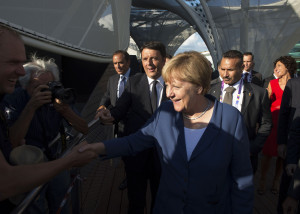 Angela Merkel e Matteo Renzi in visita all'Expo di Milano