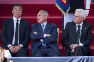 Renzi, Grasso e Mattarella - foto LaPresse