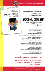 Locandina Web Presentazione libro Cava Pira Social Gossip UNIME 10 mar 16