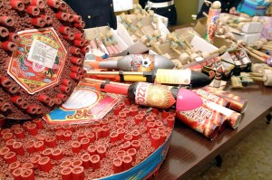 Illegal firecrackers are shown during a press conference which followed a large seizure in Milan Friday, Dec 28, 2001.  After a firecracker explosion caused the death of a six-year-old boy in Catanzaro on Christmas, authorities are deeply concerned with the danger posed by the habit of celebrating the new year by exploding large quantities of firecrackers.  (AP Photo/Maurizio Viale)