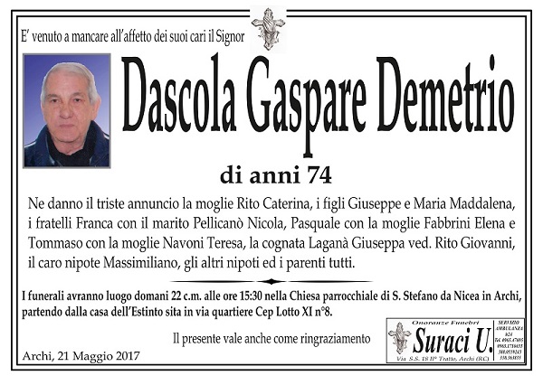 Dacola gaspare demetrio