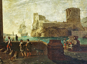 Veduta di un porto - Abraham Casembrot