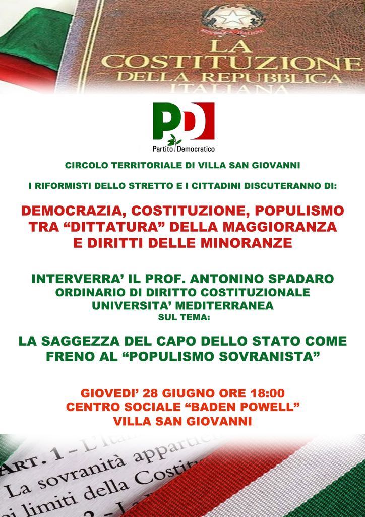 LOCANDINA DIBATTITO SU DEMOCRAIA E POPULISMO