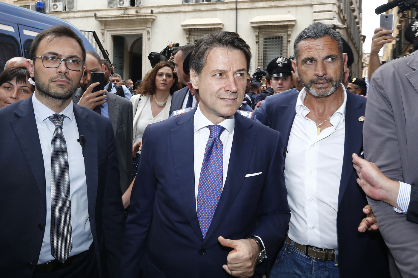 Il Primo ministro Giuseppe Conte arriva in Senato per la fiducia