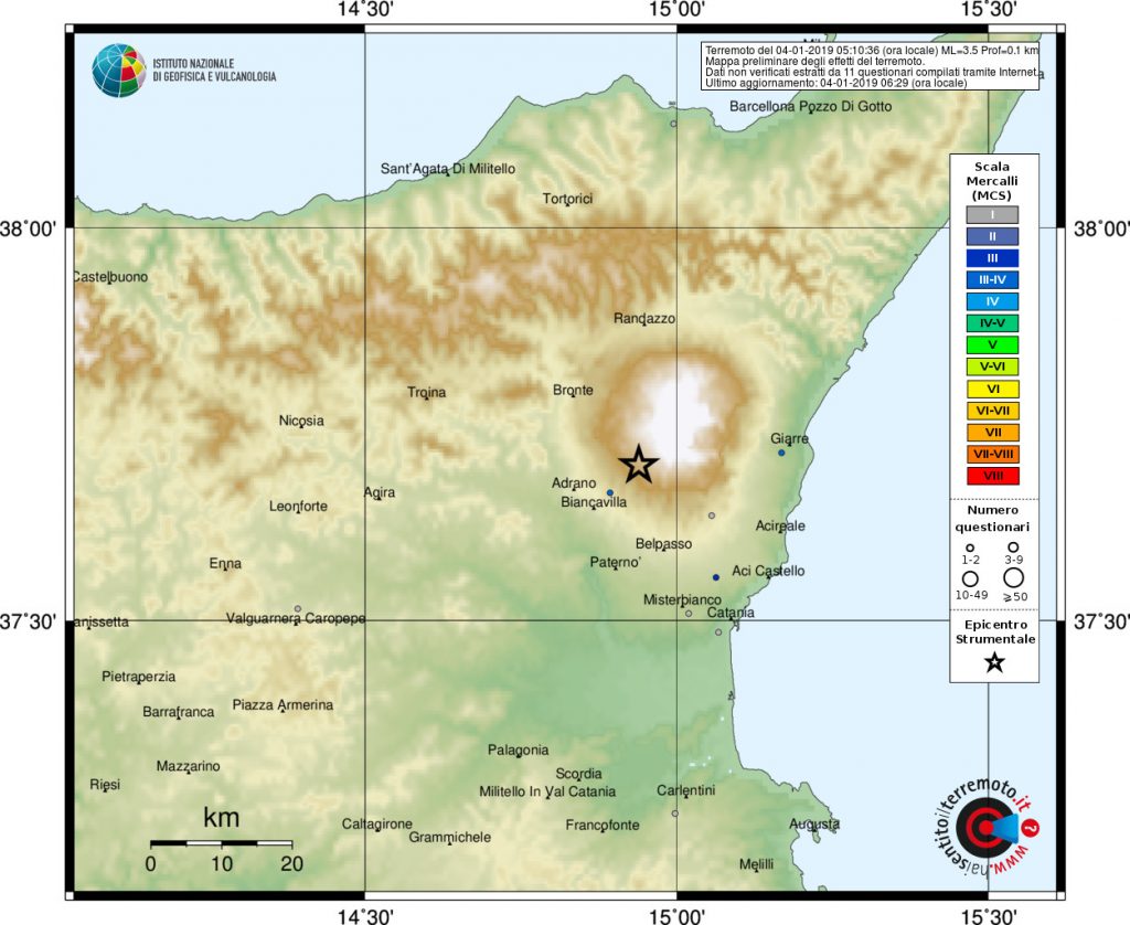 terremoto Etna Catania Ragalna