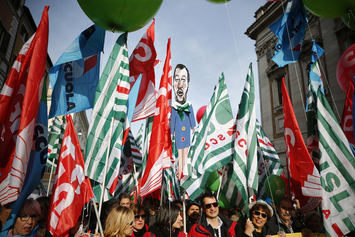Roma, Manifestazione unitaria dei sindacati CGIL, CISL, UIL