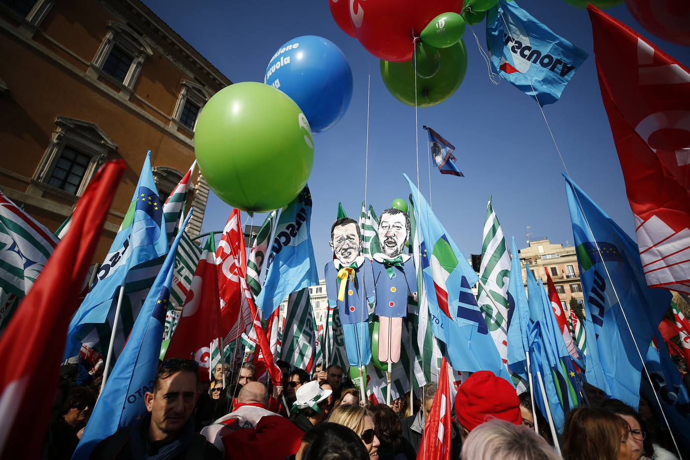Roma, Manifestazione unitaria dei sindacati CGIL, CISL, UIL
