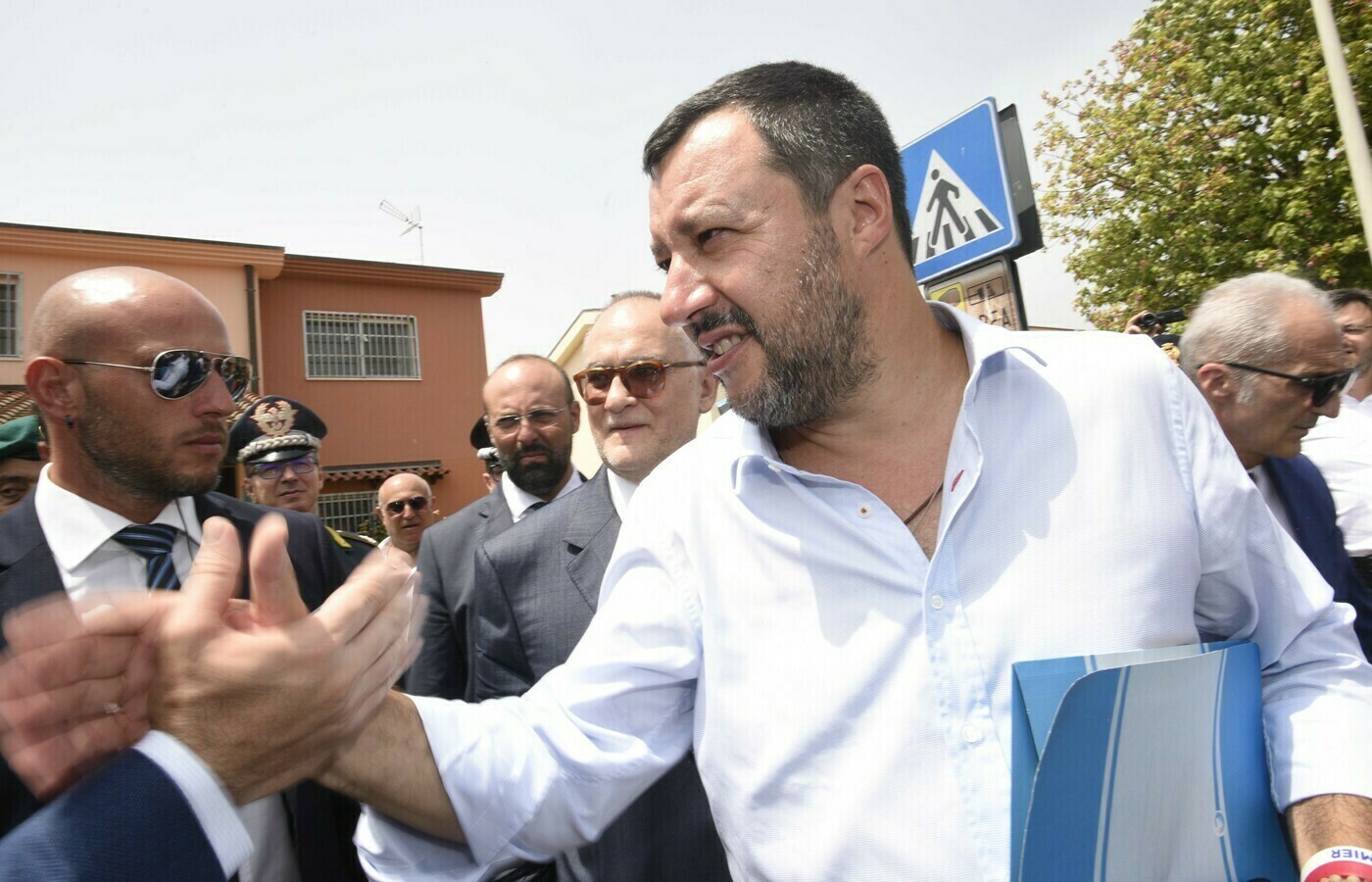Matteo Salvini alla chiusura del Cara di Mineo