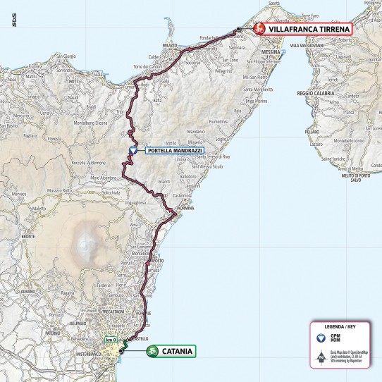 6ª tappe: Catania-Villafranca Tirrena, 138 km- Planimetria