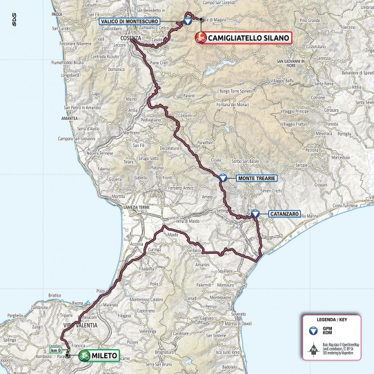 7ª tappa: Mileto-Camigliatello Silano, 223 km- Planimetria