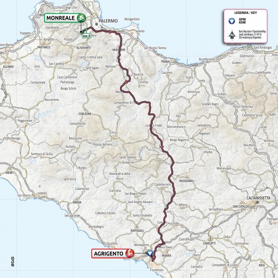4ª tappa: Monreale-Agrigento, 136 km Planimetria