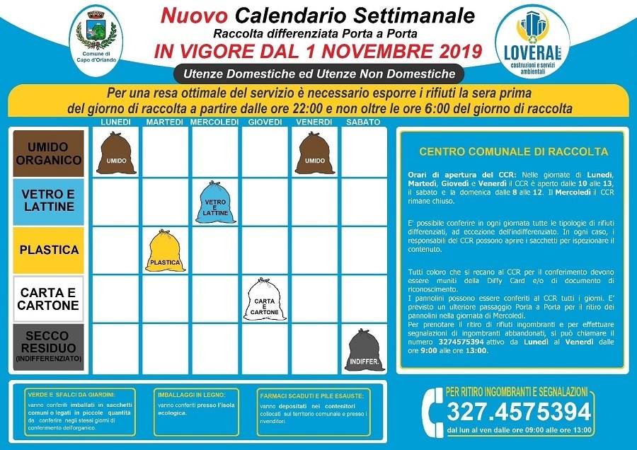 calendario differenziata Capo d'Orlando