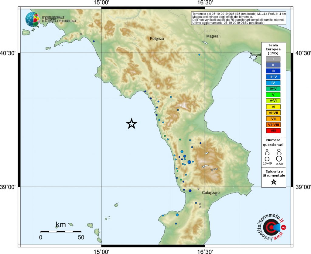 terremoto oggi calabria