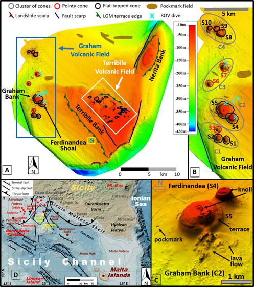 morfologia area vulcanica canale sicilia