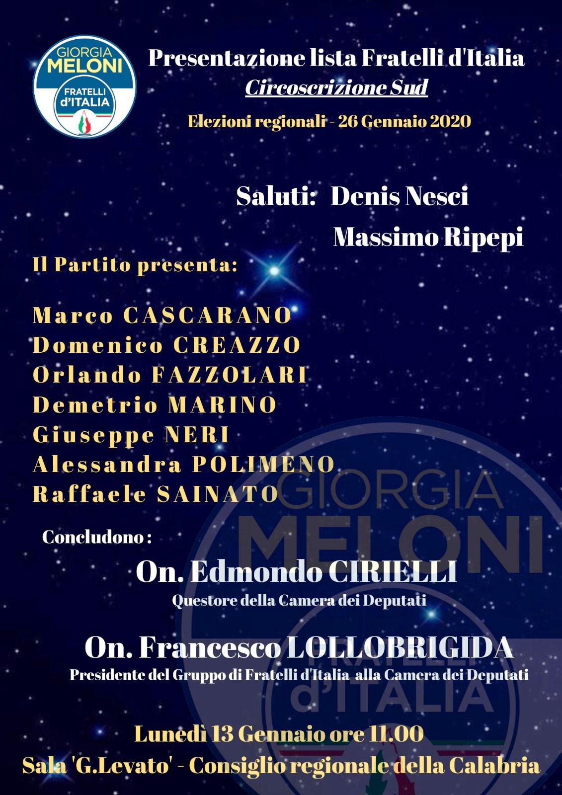Conferenza candidati Fdi